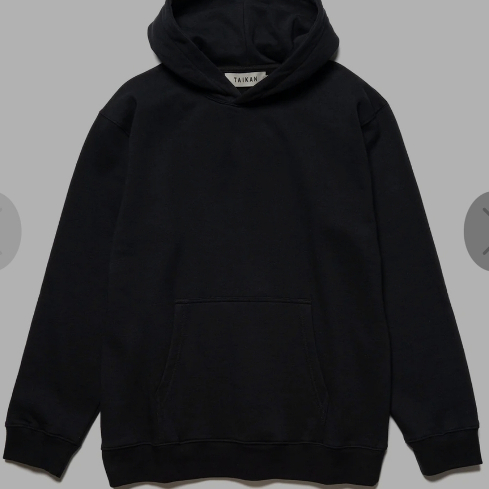 Taikan black plain cotton hoodie